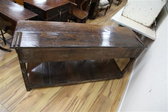 An 18th century oak dresser, W.5ft 1in. H.6ft 5in.